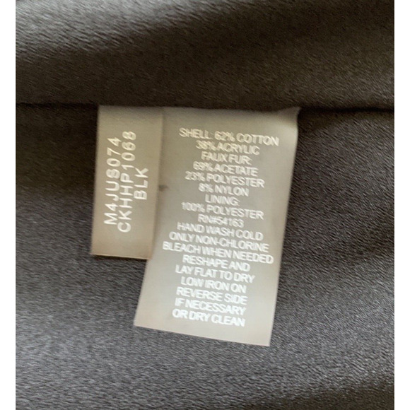 Calvin Klein Faux Persian Lamb Sweater Vest Black Small Long Open Tunic - Picture 5 of 6